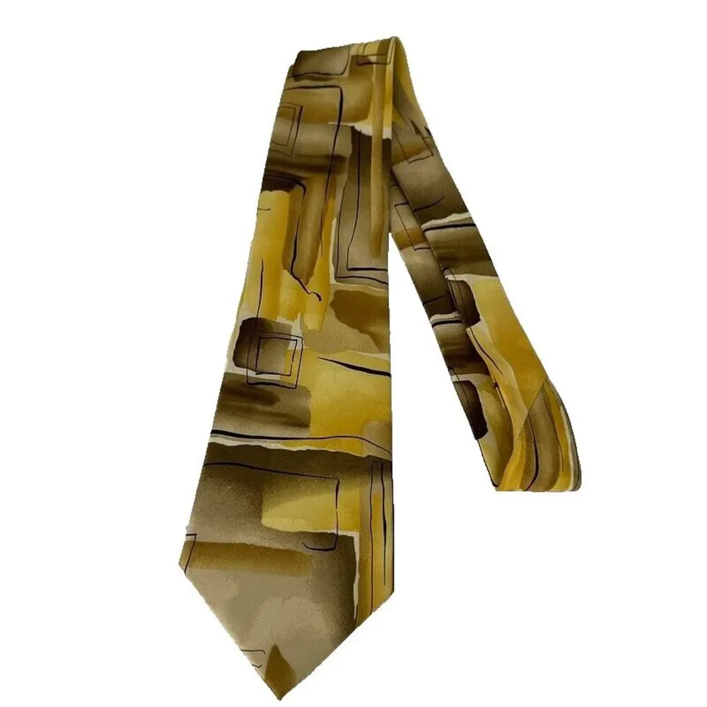 J.Garcia Silk Neck Tie Nude Collection 52 Yellow Geometric Jerry‎ Artist Mens